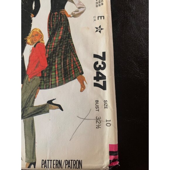 McCall's Misses Coat Vest Pant Skirt Sewing Pattern Sz 10 7347 - Uncut - Picture 5 of 9